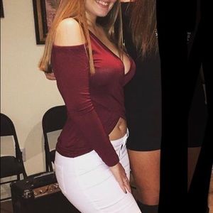 Red cold shoulder top - FREE with purchase